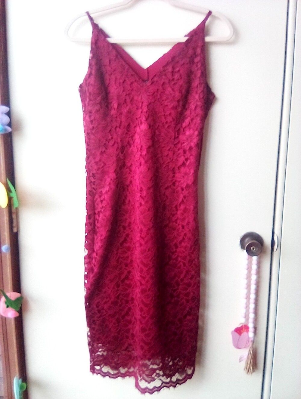 Enfocus Studio Burgundy Lace Midi Slip Dress Lace Detail Size 8 - Picture 2 of 10